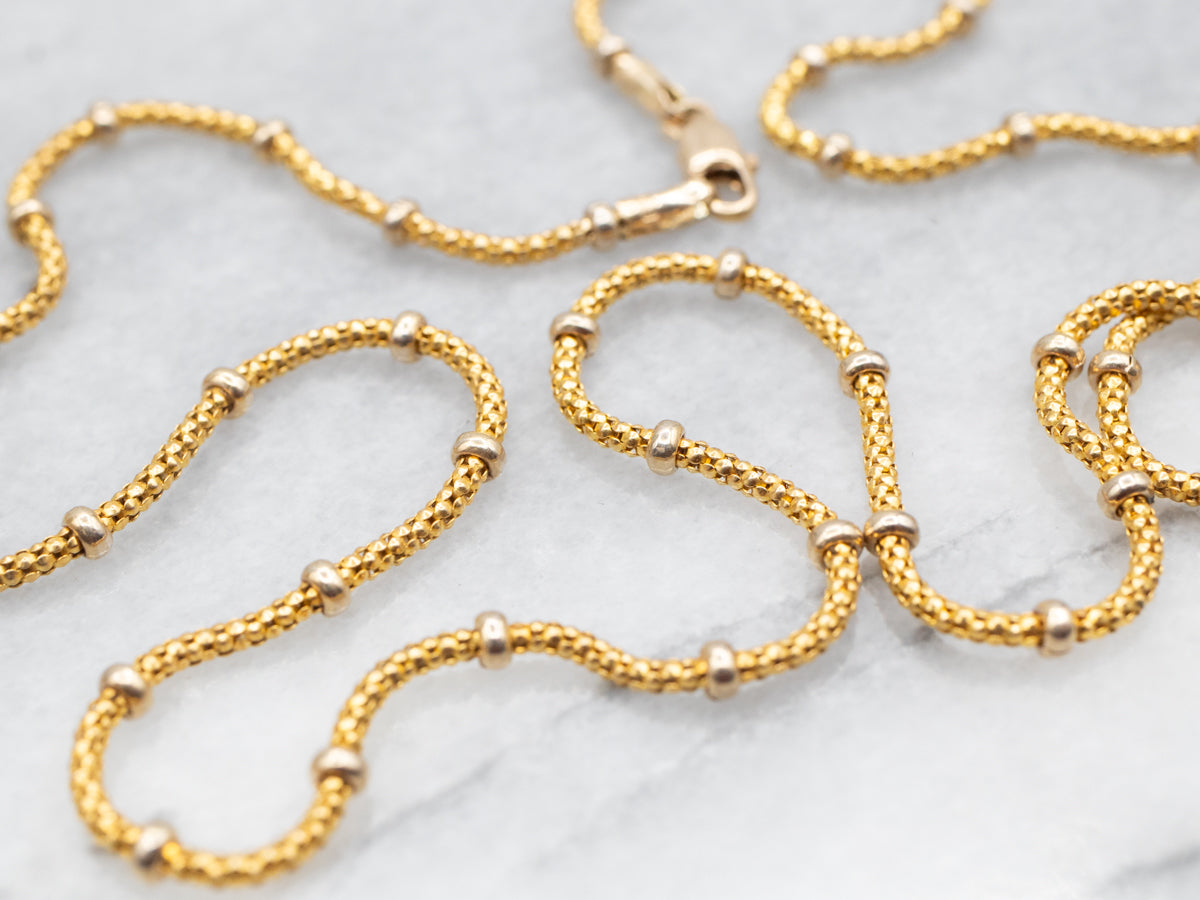 Polished Italian Gold Beaded Station Chain