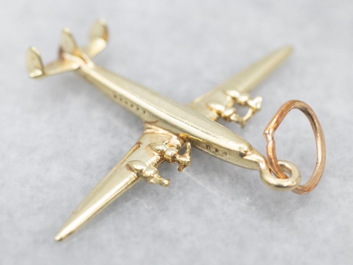 Yellow Gold Airplane Charm