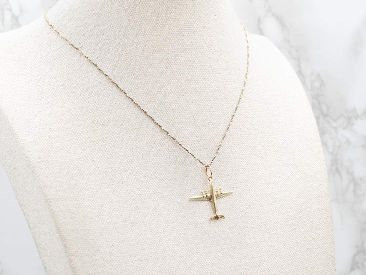 Yellow Gold Airplane Charm