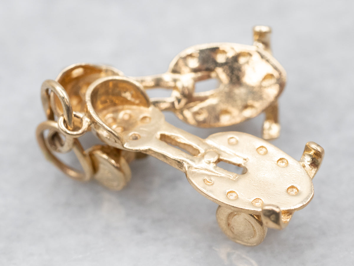 Vintage Gold Roller Skates Charm