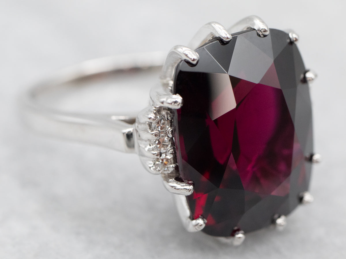 White Gold Garnet and Diamond Cocktail Ring