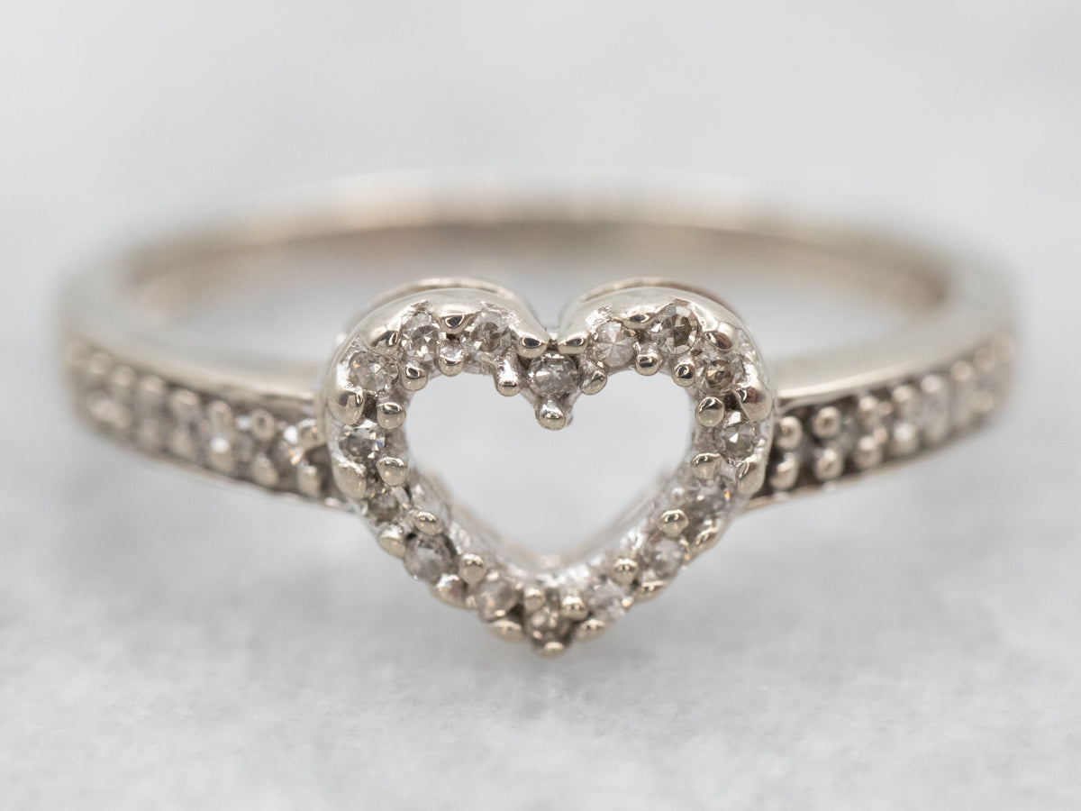 White Gold Diamond Heart Ring