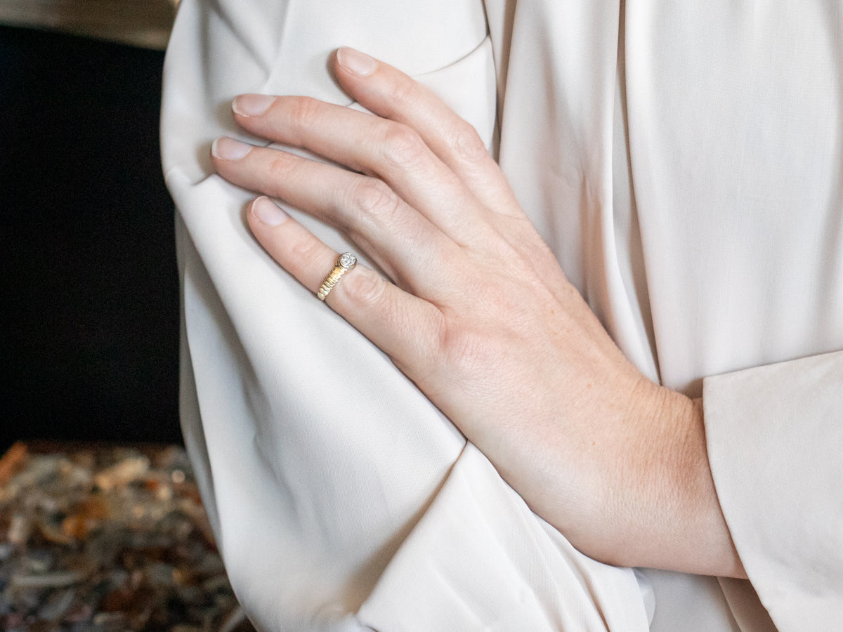 Two Tone Diamond Cluster Ring