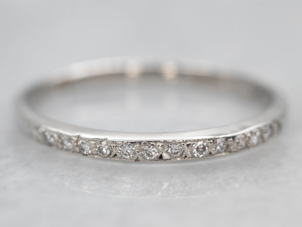 Thin Pave Set Platinum Diamond Band