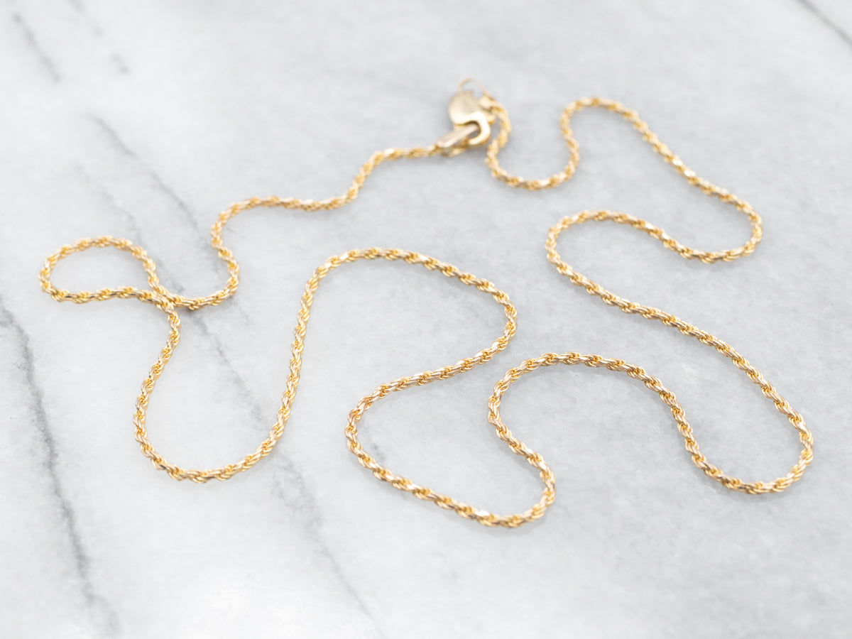 Yellow Gold Rope Twist Chain with Lobster Clasp