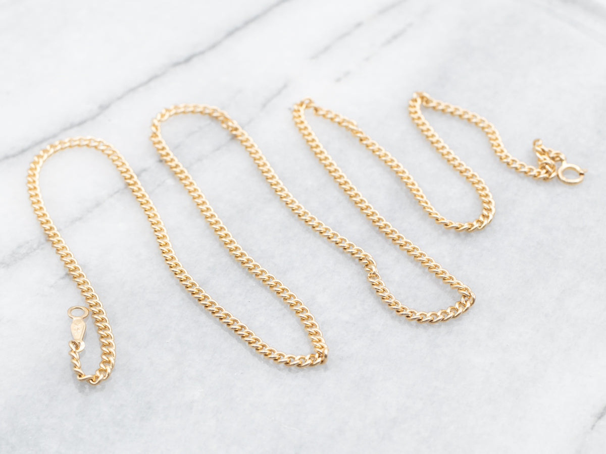 Yellow Gold Curb Chain with Spring Ring Clasp