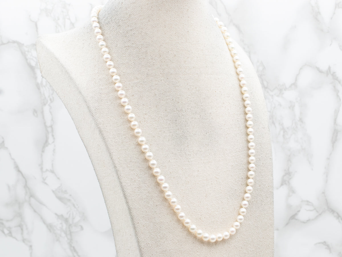 Elegance Yellow Gold Saltwater Pearl Strand Necklace