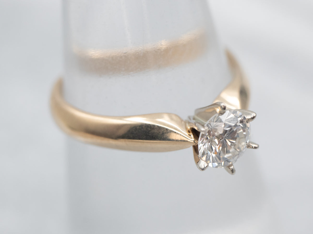 Two Tone Gold Diamond Solitaire Engagement Ring