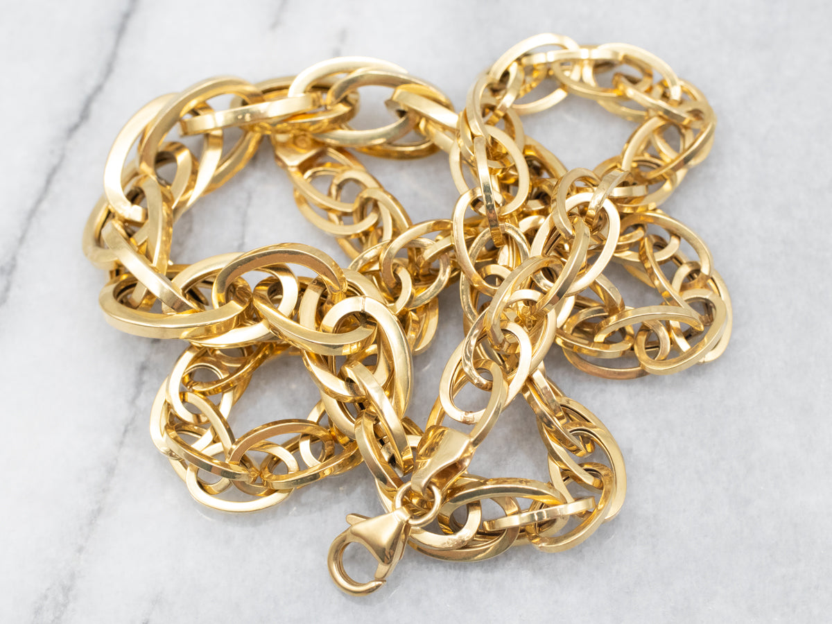 Graduated Italian Gold Chunky Chain Link Necklace