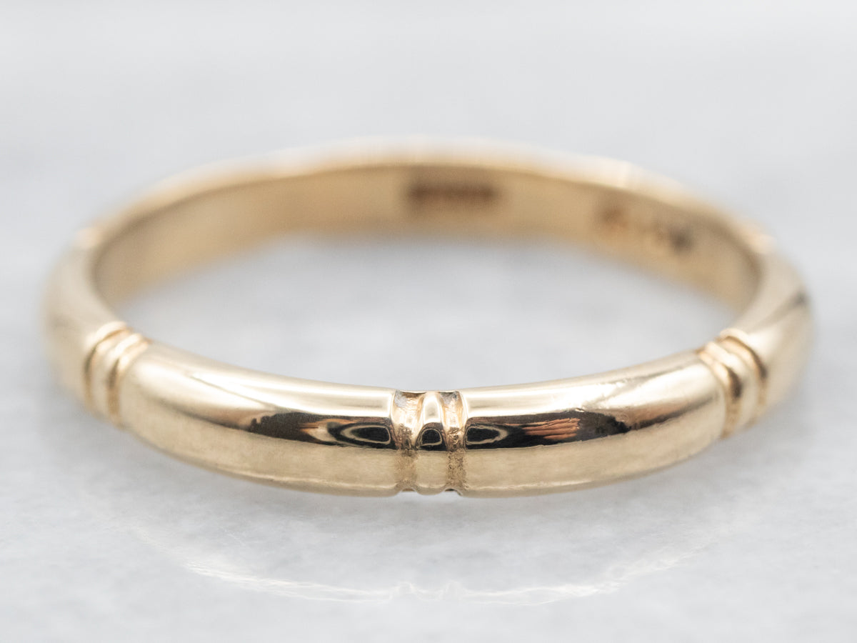 Yellow Gold Patterned Wedding Band