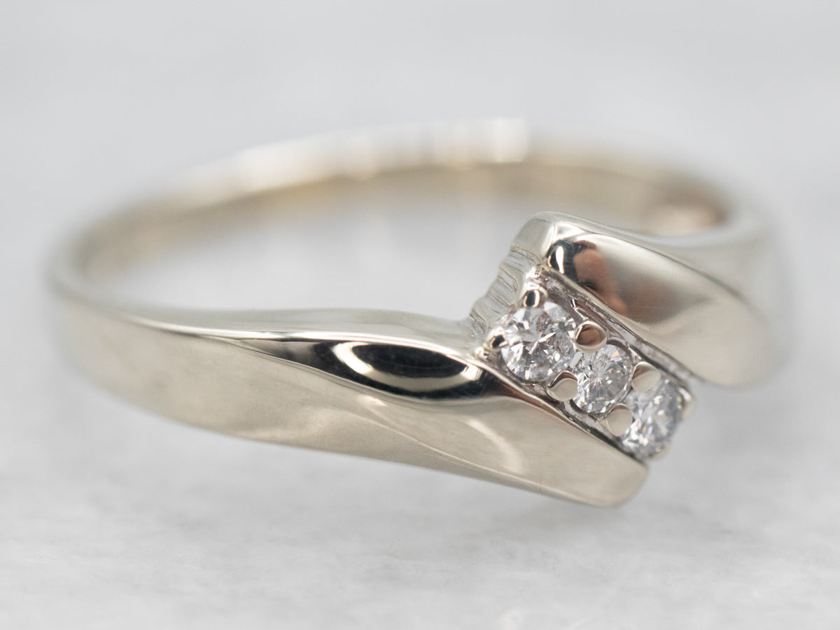 Three Stone Diamond Bypass Ring