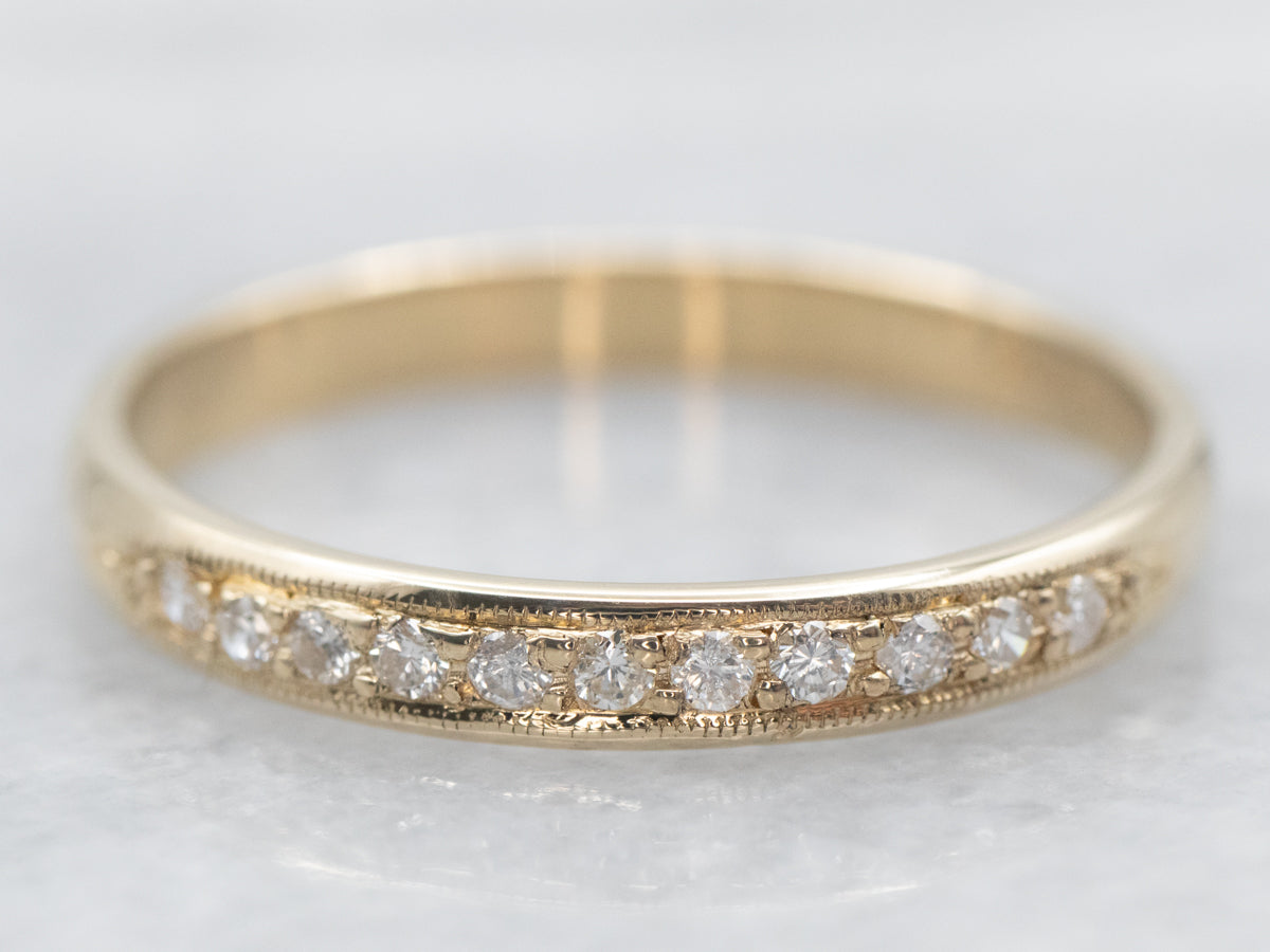 Yellow Gold Pave Set Diamond Wedding Band