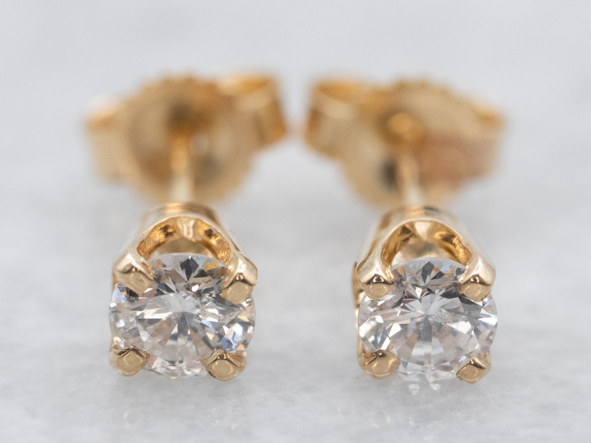 Yellow Gold Diamond Stud Earrings