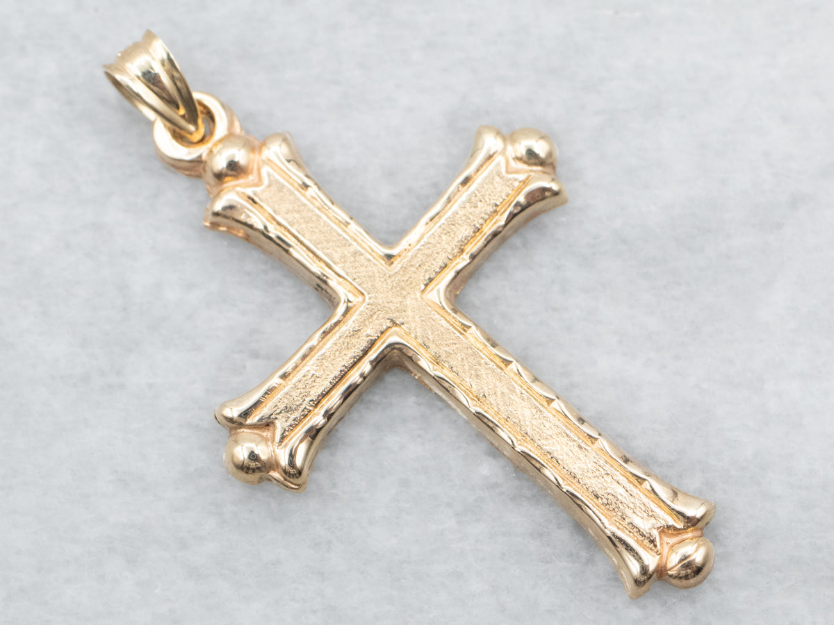 Yellow Gold Textured Cross Pendant