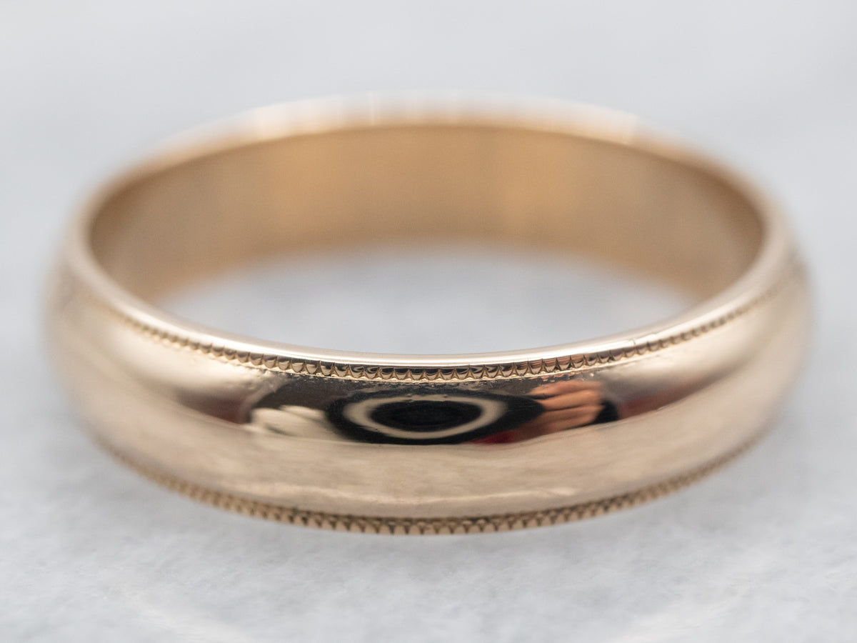 Vintage Gold Milgrain Edge Wedding Band