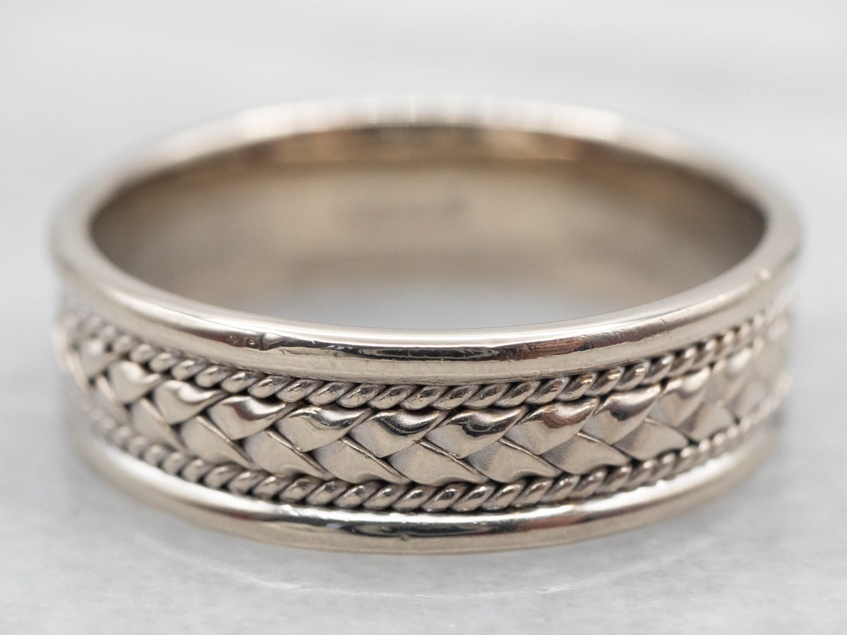 Men&#39;s White Gold Fredrick Goldman Woven Band