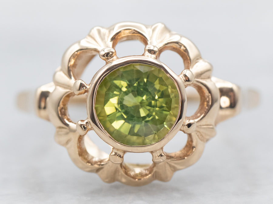 Peridot Ring, Natural Peridot, Edwardian Ring, Engagement Ring, Vintage Ring, Solid Silver Ring, Sterling Silver Ring, Wide Band, Bezel Ring White