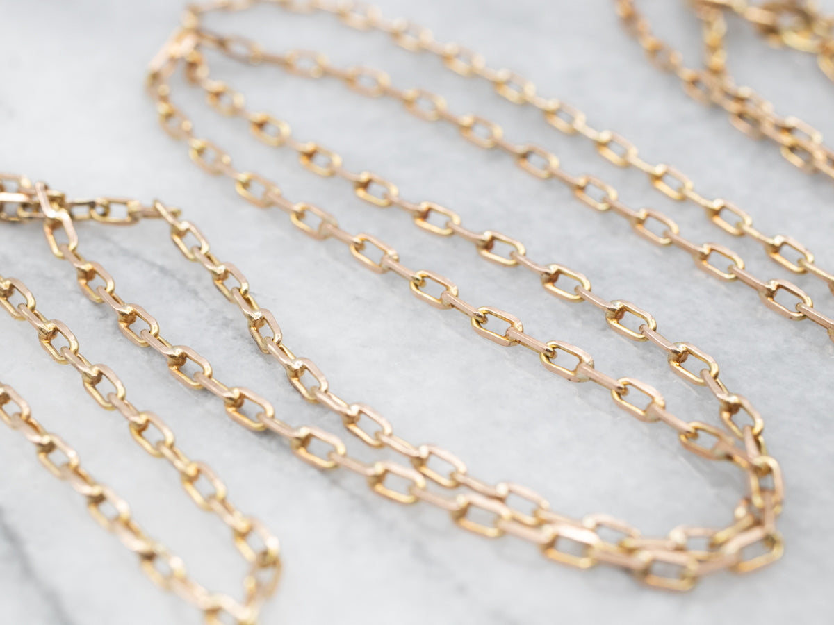 Long Vintage Gold Oval Link Chain