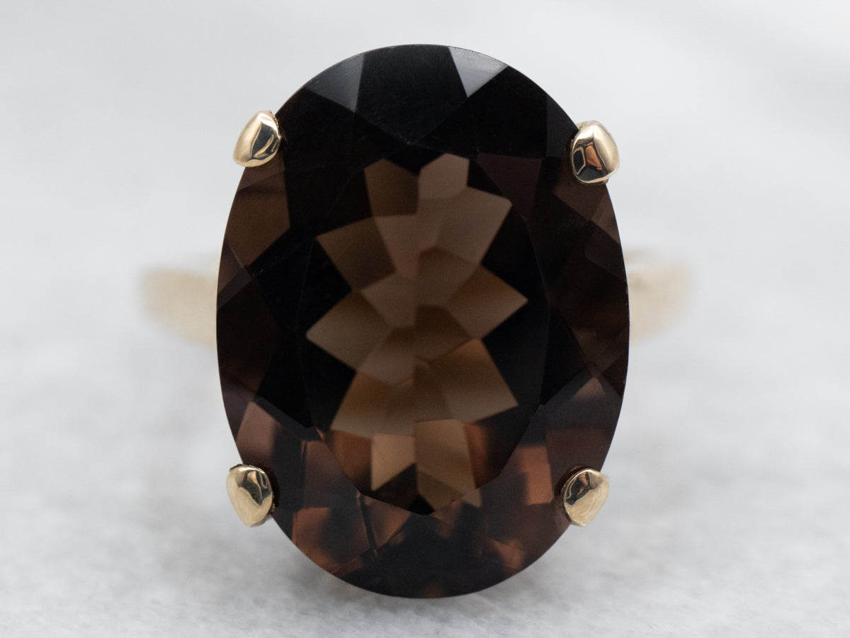 Smoky Quartz Solitaire Cocktail Ring