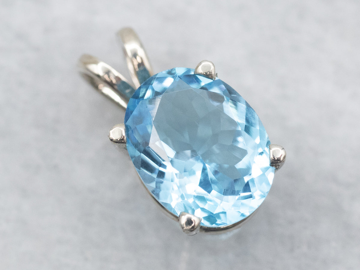 Simple Blue Topaz Solitaire Pendant