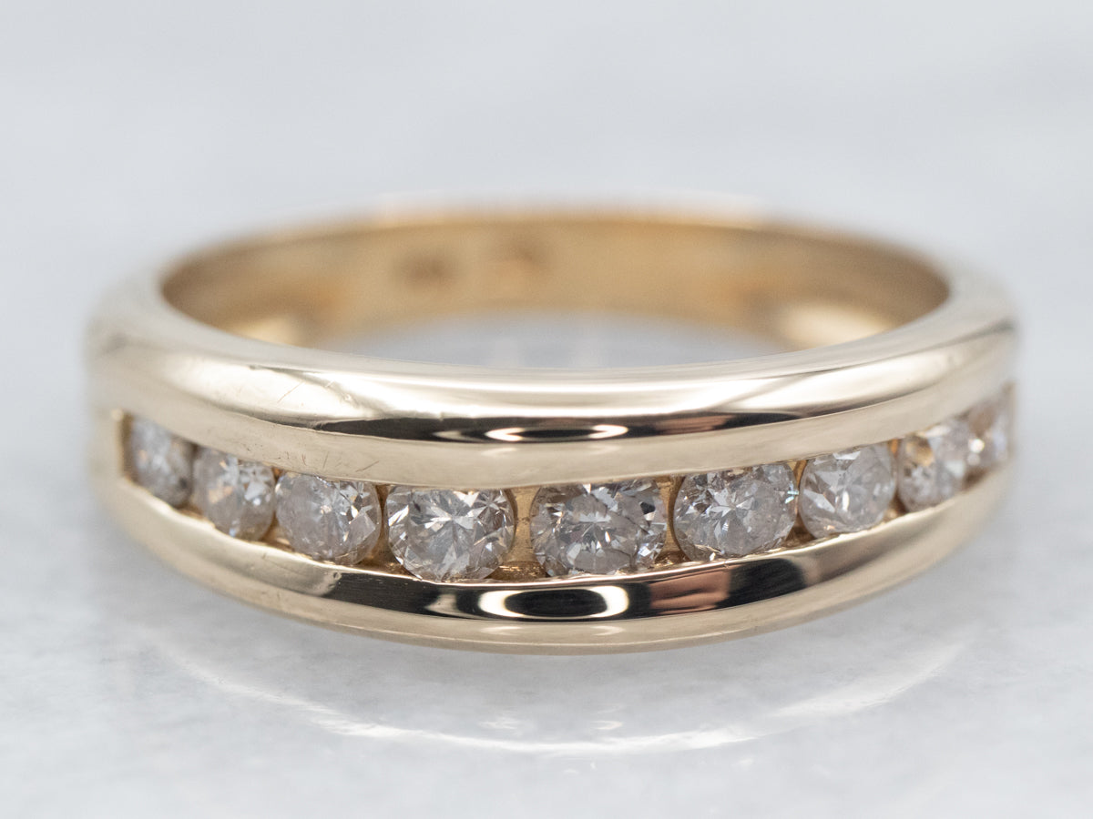 Yellow Gold Channel Set Diamond Wedding Band