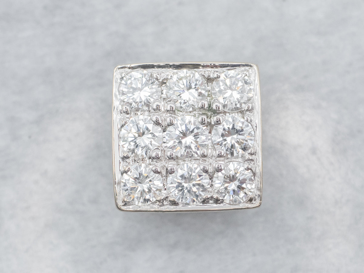 White Gold Diamond Square Slide Pendant