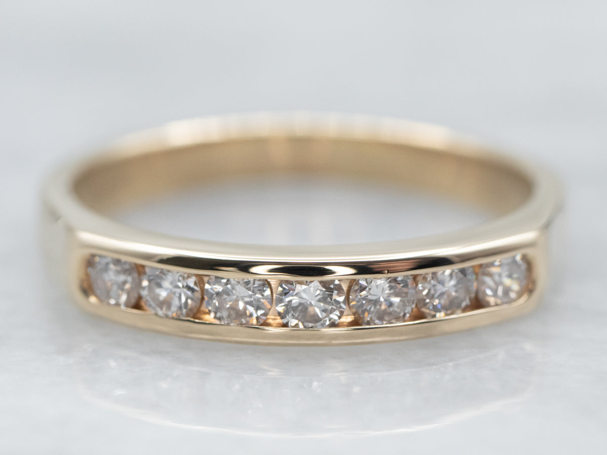 Yellow Gold Channel Set Diamond Wedding Band