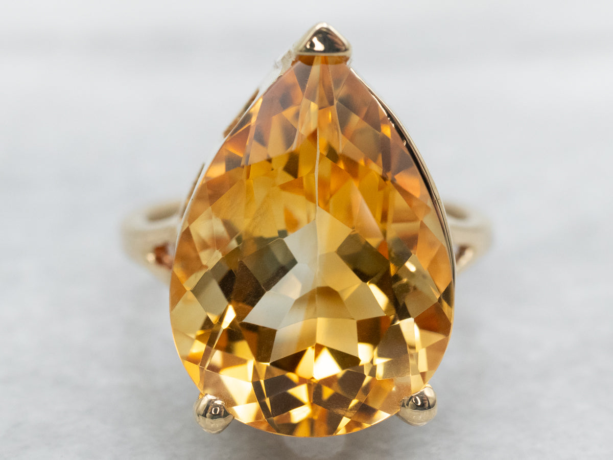 Pear Cut Citrine Cocktail Ring