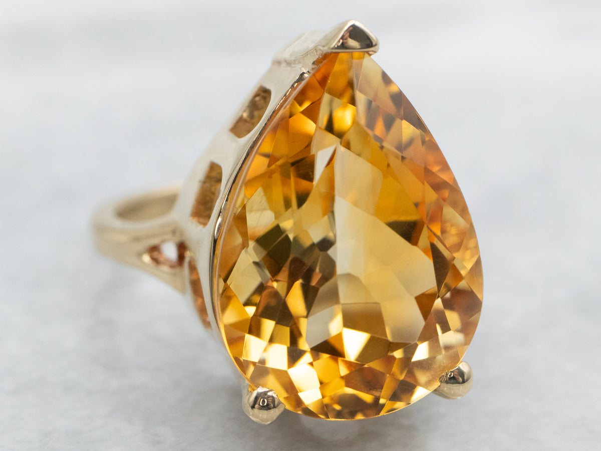 Pear Cut Citrine Cocktail Ring