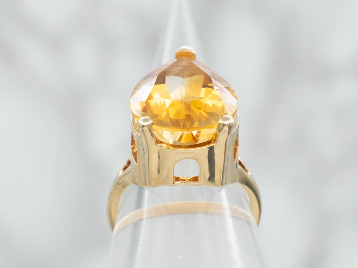 Pear Cut Citrine Cocktail Ring