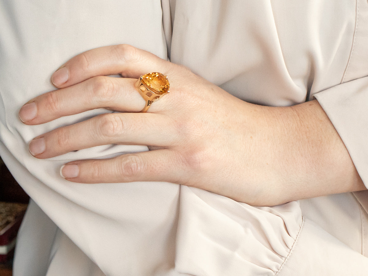 Pear Cut Citrine Cocktail Ring