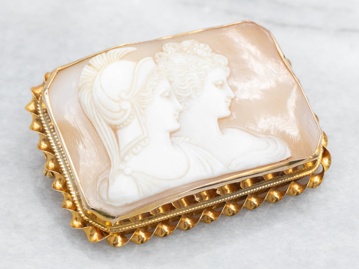 Roman Soldier and Wife Cameo Brooch or Pendant