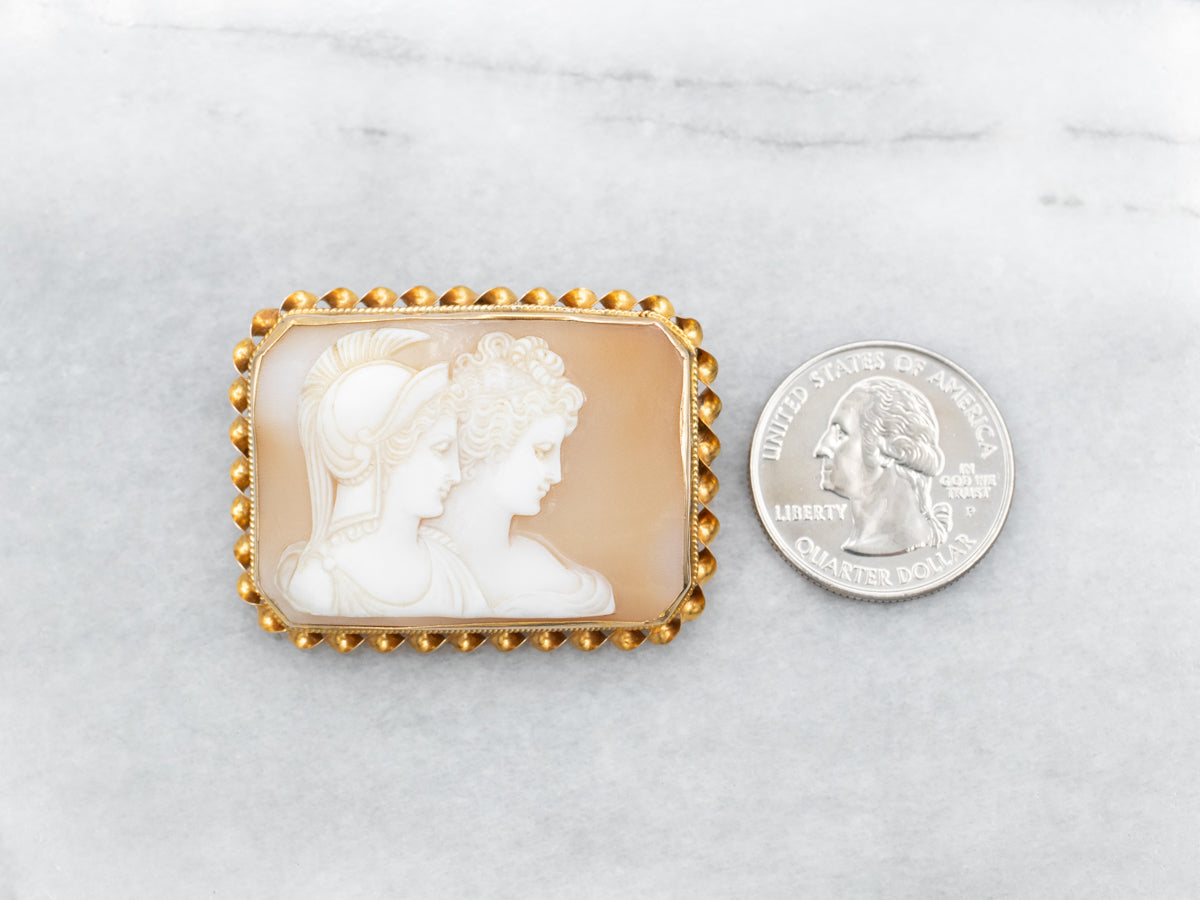 Roman Soldier and Wife Cameo Brooch or Pendant