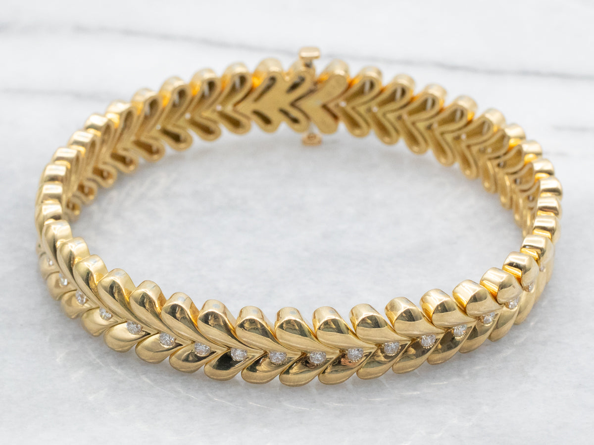 Yellow Gold Bracelet with Diamond Accents