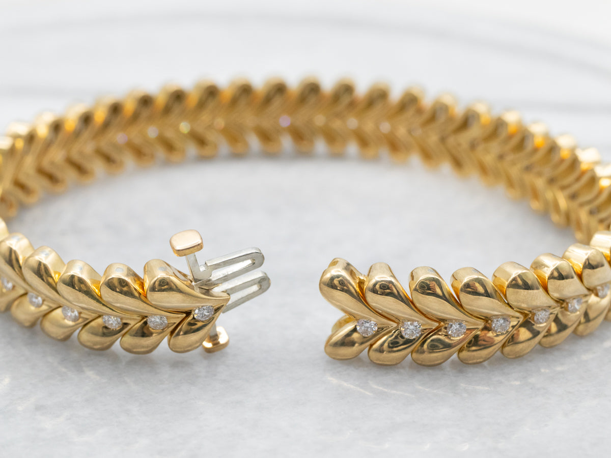 Yellow Gold Bracelet with Diamond Accents