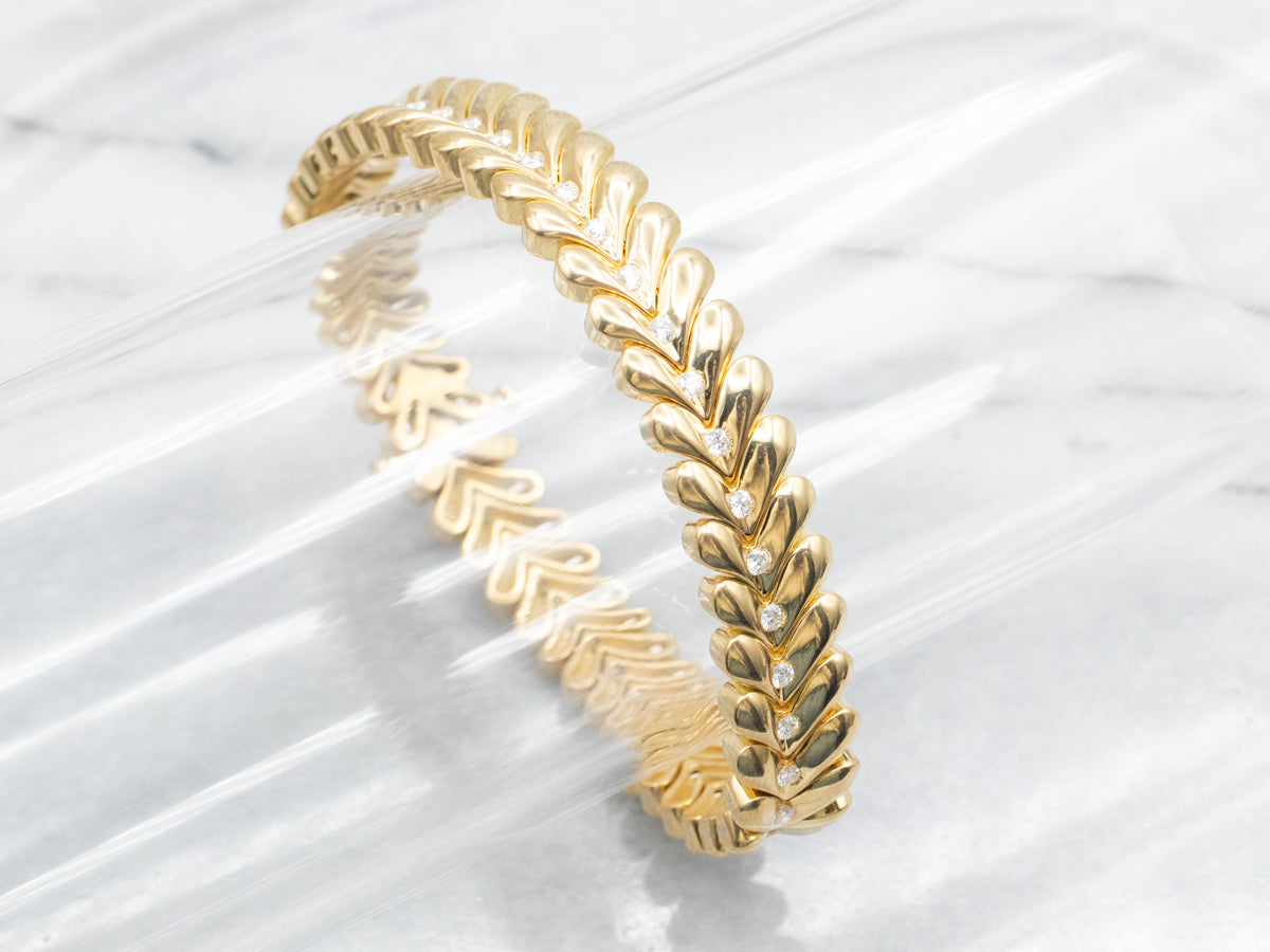 Yellow Gold Bracelet with Diamond Accents