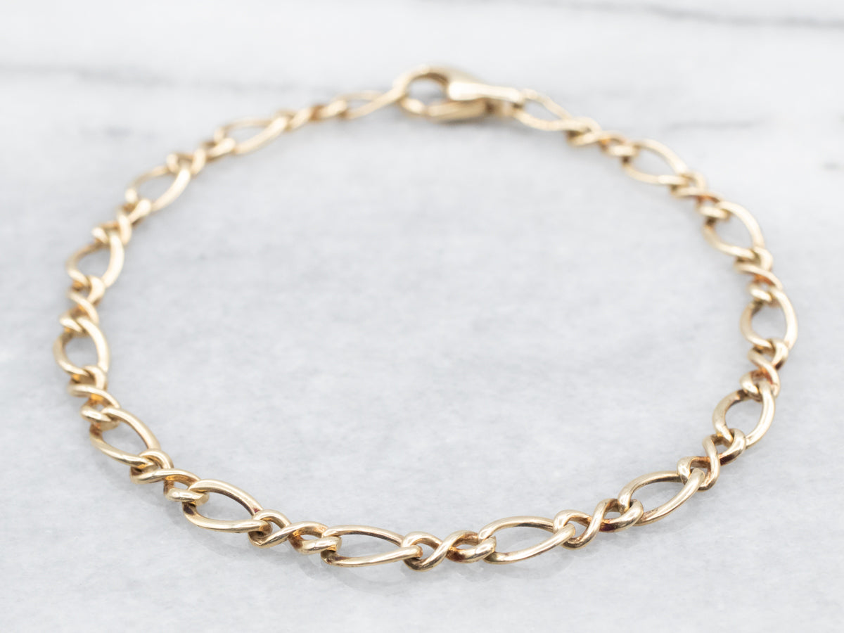 Gold Infinity Link Bracelet with Lobster Clasp