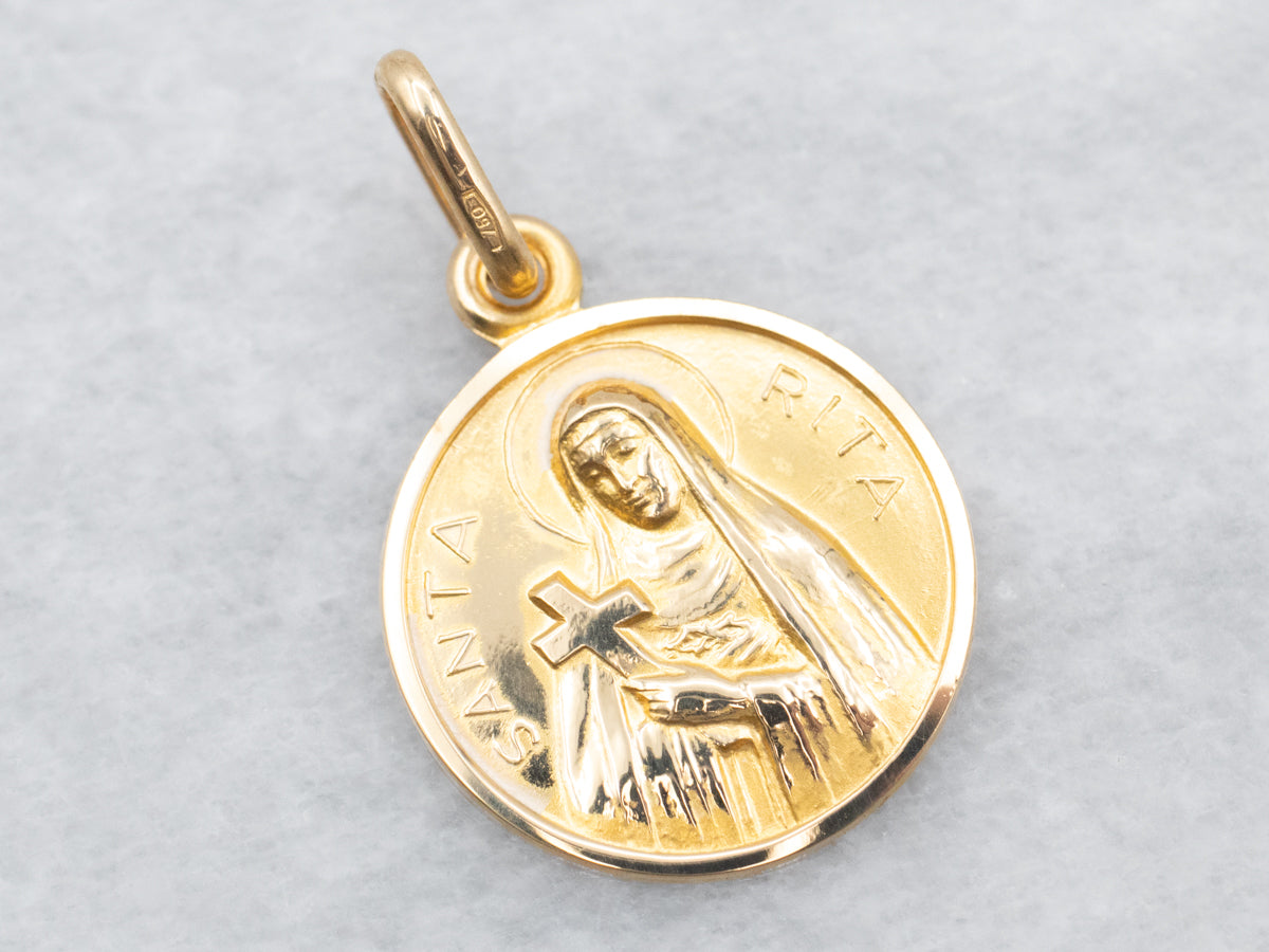 18-Karat Gold Santa Rita Pendant