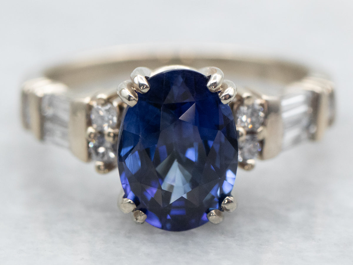 Modern Sapphire Engagement Ring with Diamond Accents