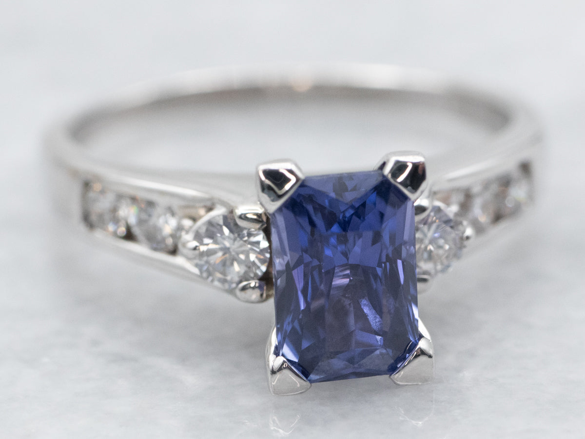 Modern Sapphire Engagement Ring with Diamond Accents