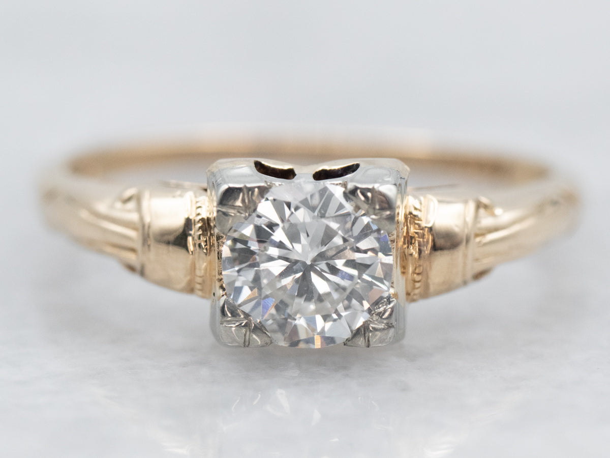 Two Tone Diamond Solitaire Engagement Ring