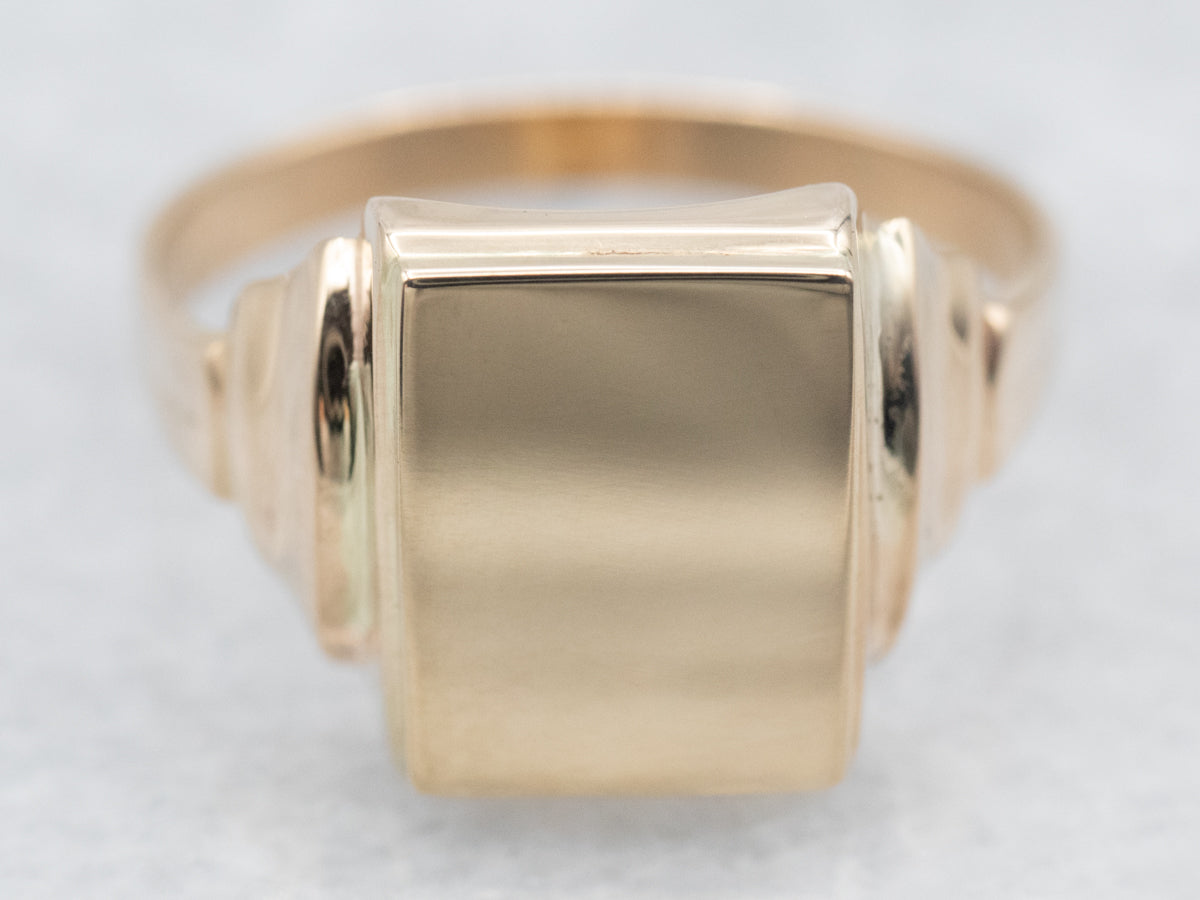 Yellow Gold Rectangular Plain Signet Ring