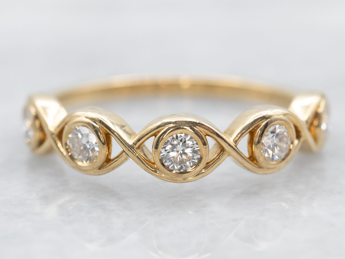 Yellow Gold Five Stone Diamond Band