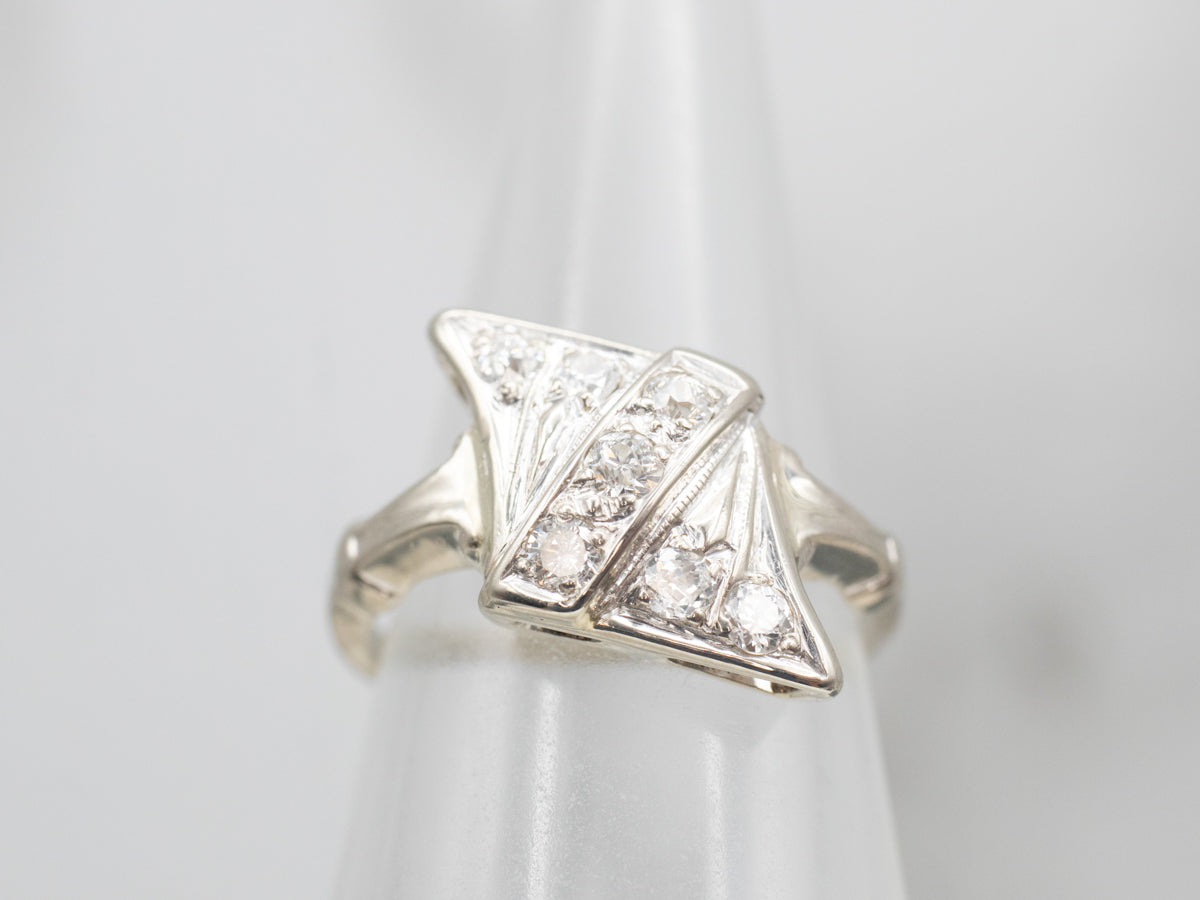 White Gold Old Mine Cut Diamond Ring