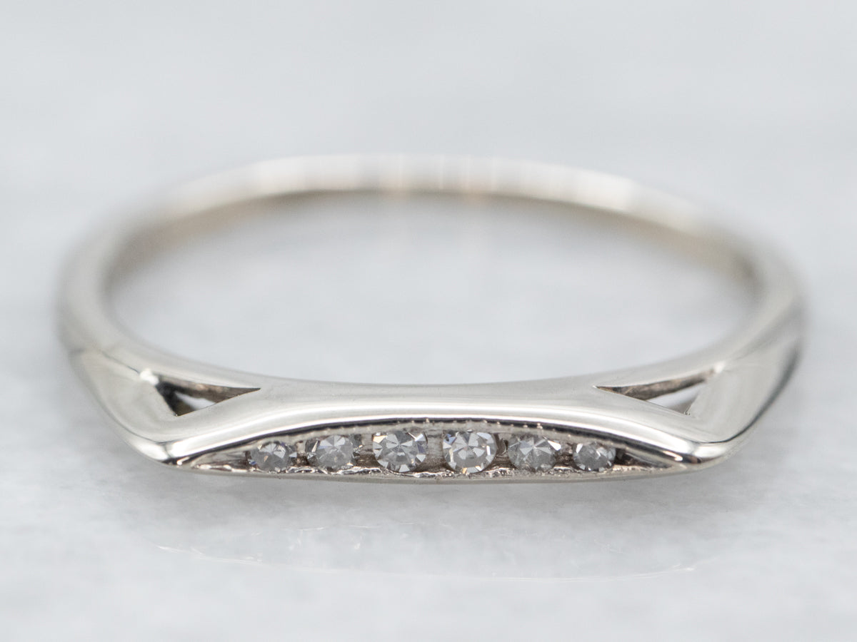 White Gold Diamond Concave Band