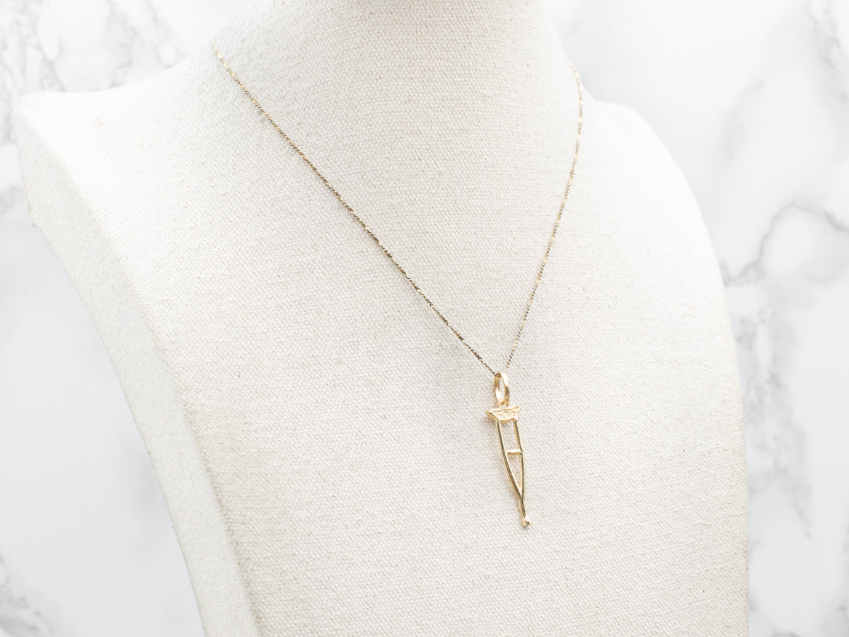 Yellow Gold Crutch Pendant