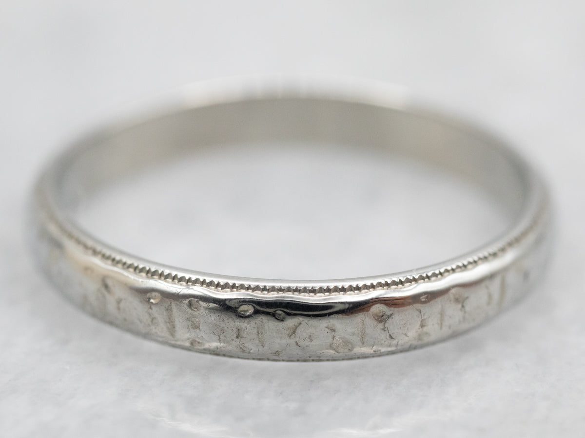 White Gold Wedding Band with Milgrain Edge