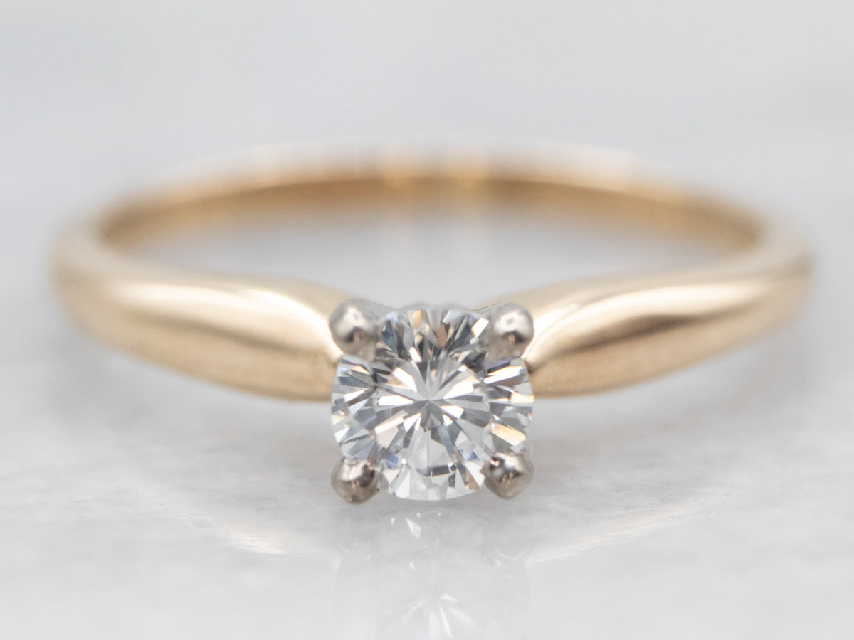 Two Tone Diamond Solitaire Engagement Ring