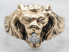 Yellow Gold Lion Ring with Diamond Accents