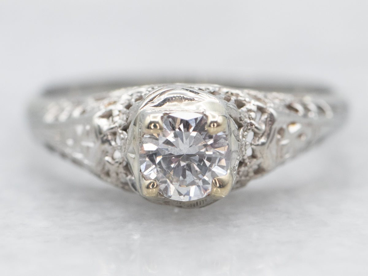 Art Deco Diamond Solitaire Engagement Ring